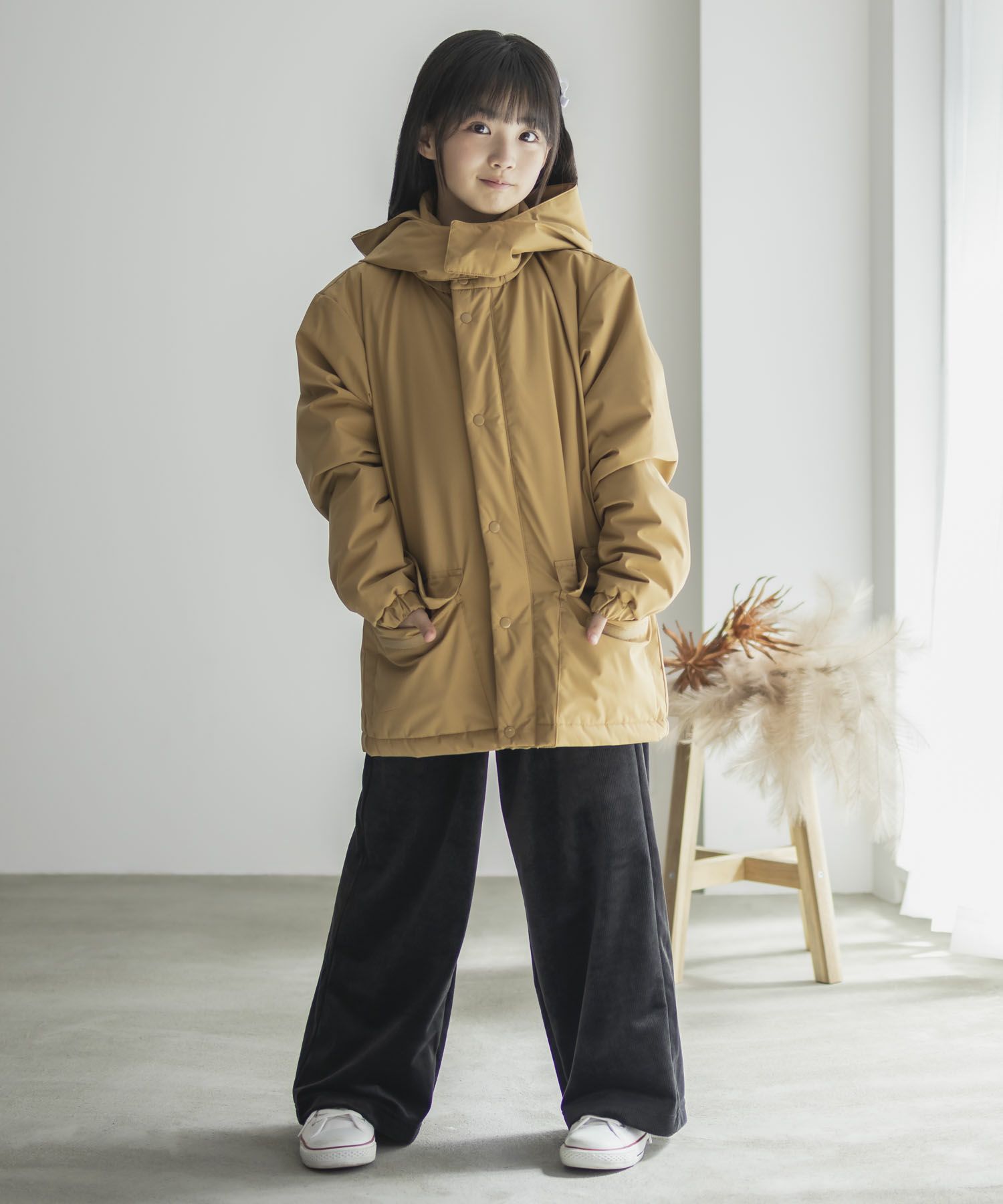 NAVY シャットアウター シームレス中綿フードブルゾン キッズ