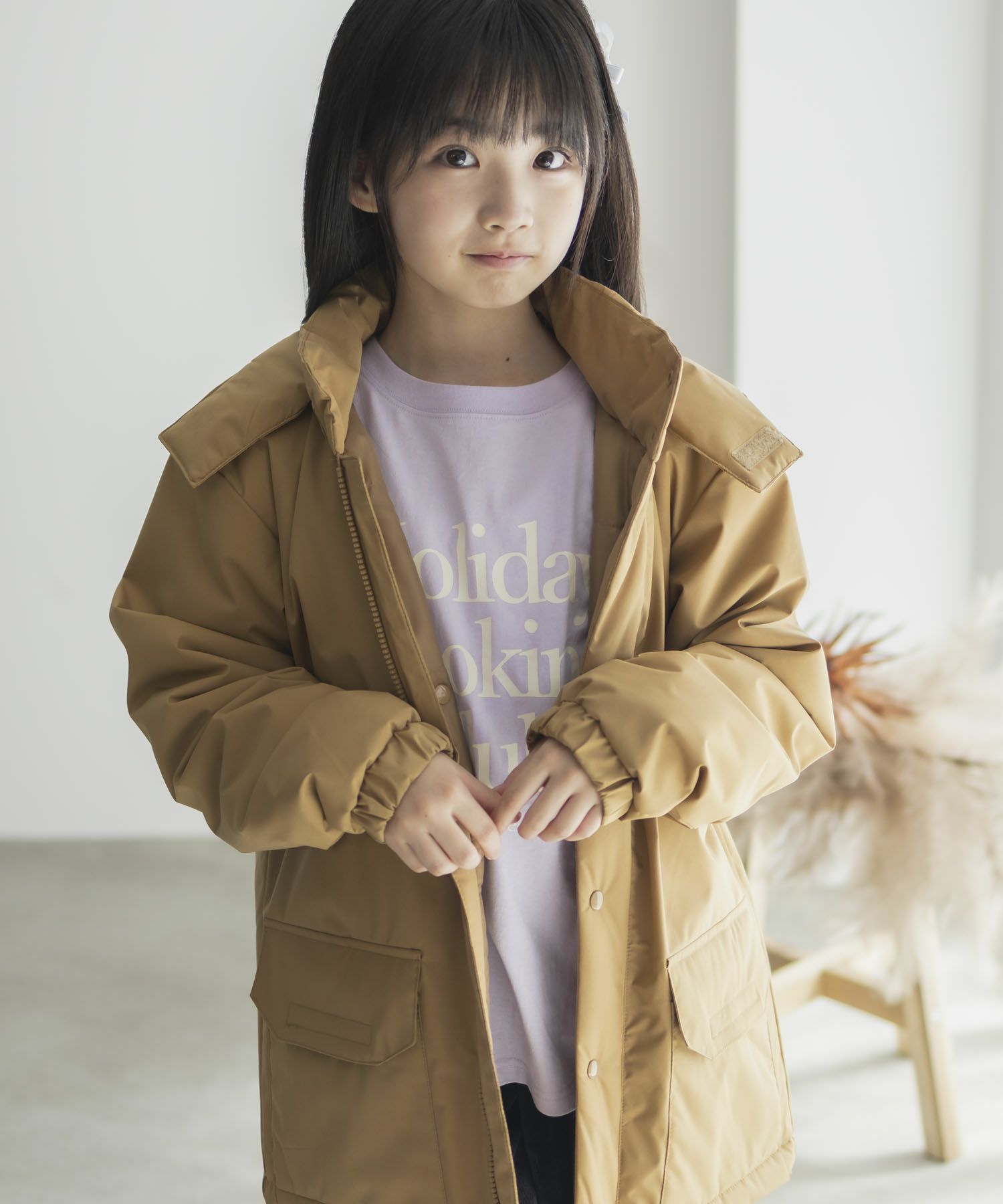 NAVY  シャットアウター シームレス中綿フードブルゾン キッズ商品サムネイル-12