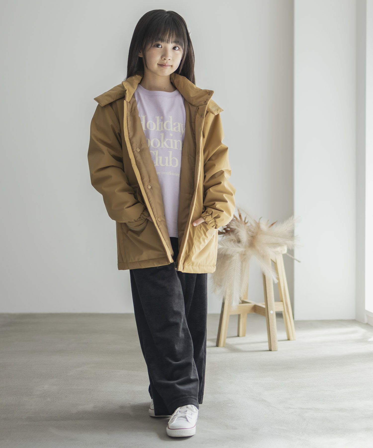 NAVY シャットアウター シームレス中綿フードブルゾン キッズ