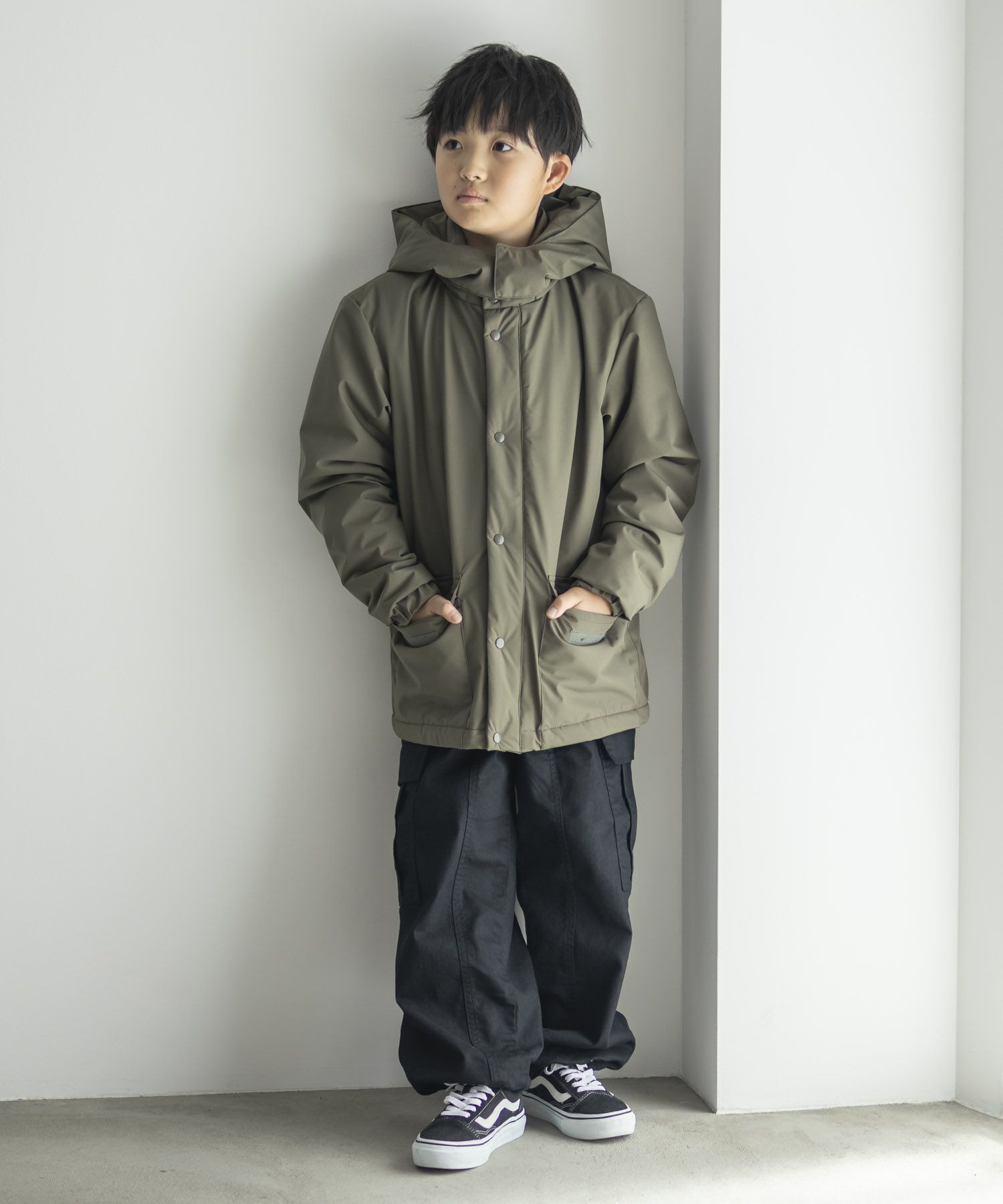 NAVY  シャットアウター シームレス中綿フードブルゾン キッズ商品サムネイル-15