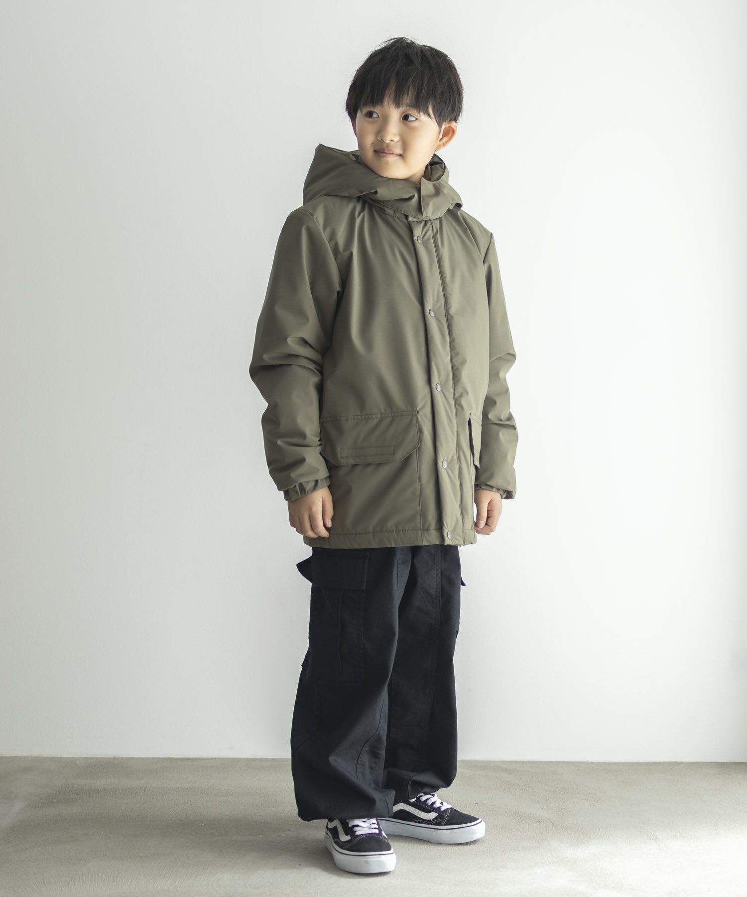 NAVY  シャットアウター シームレス中綿フードブルゾン キッズ商品サムネイル-17