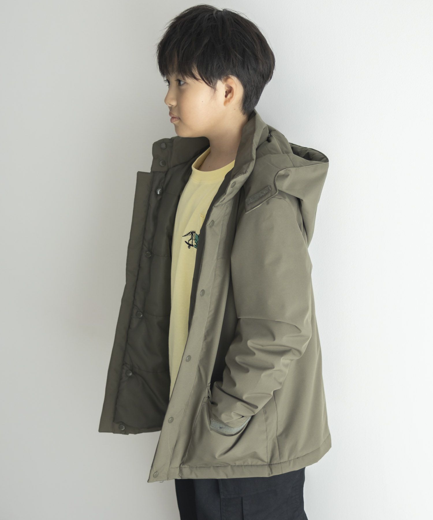 NAVY  シャットアウター シームレス中綿フードブルゾン キッズ商品サムネイル-19