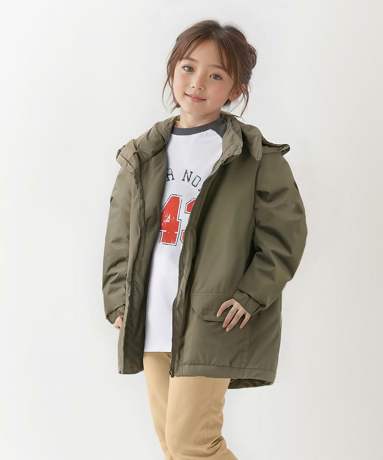 NAVY  シャットアウター シームレス中綿フードブルゾン キッズ商品サムネイル-33