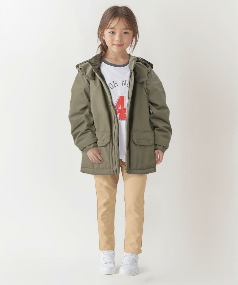 NAVY シャットアウター シームレス中綿フードブルゾン キッズ