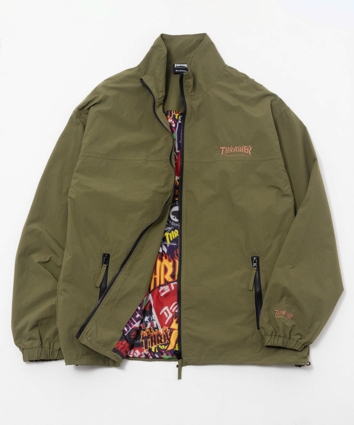 THRASHER 総柄裏地付きナイロンジャケット メンズ