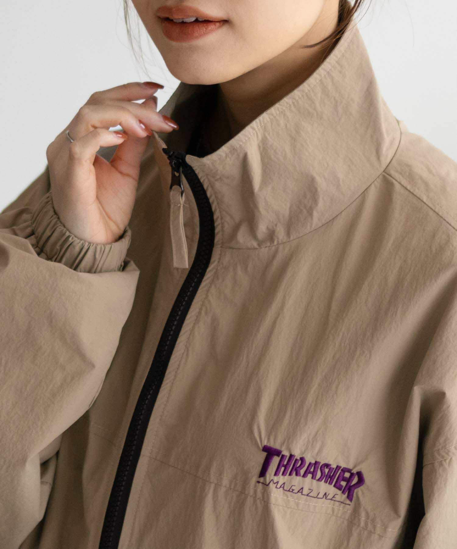 THRASHER 総柄裏地付きナイロンジャケット メンズ