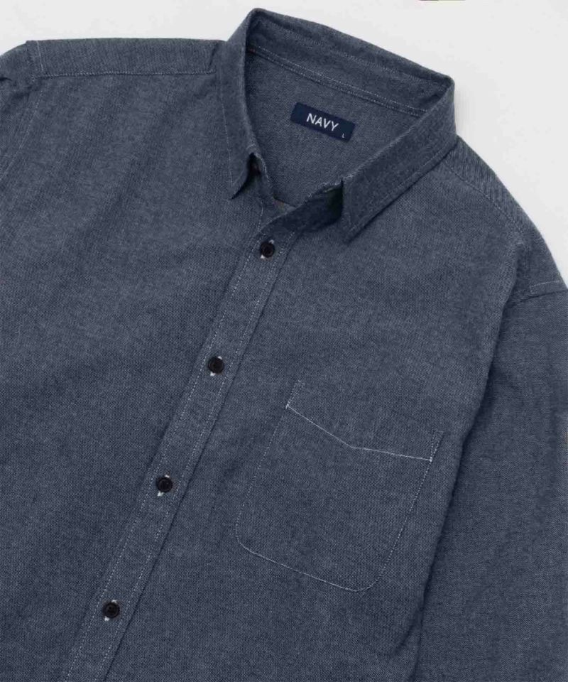 NAVY  ネル無地シャツ メンズ商品画像-1