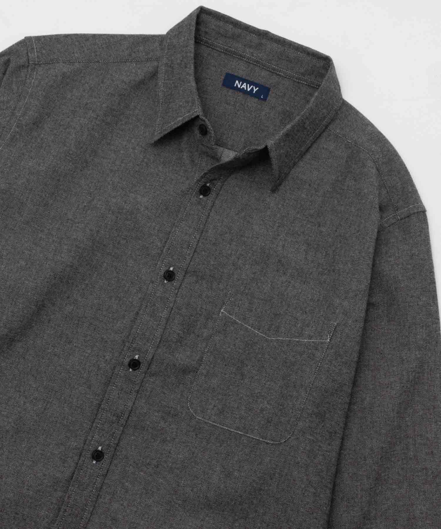 NAVY ネル無地シャツ メンズ