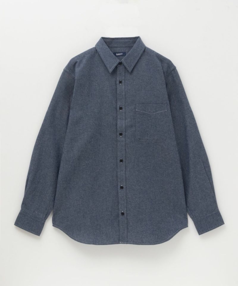 NAVY  ネル無地シャツ メンズ商品画像-3
