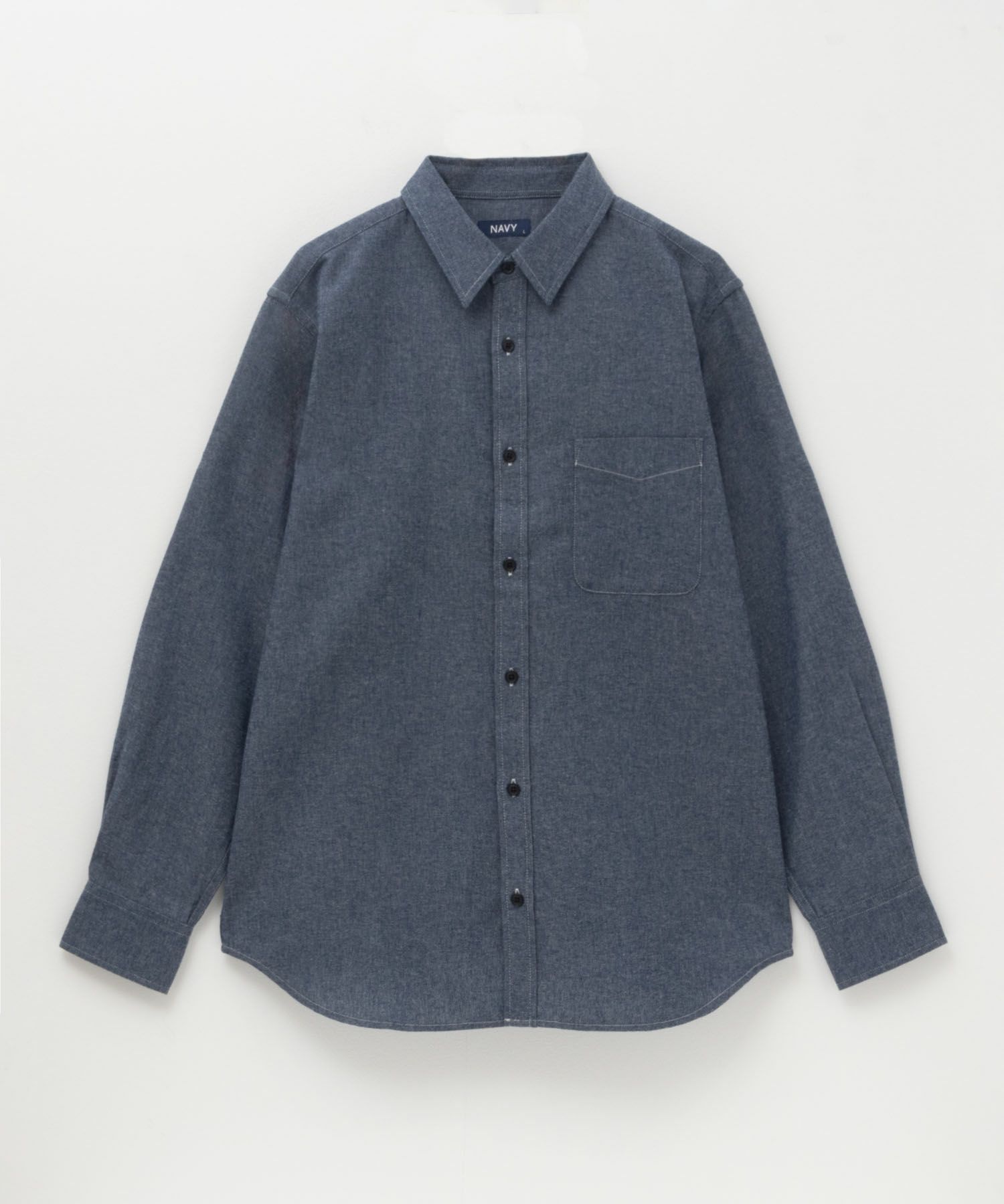 NAVY ネル無地シャツ メンズ