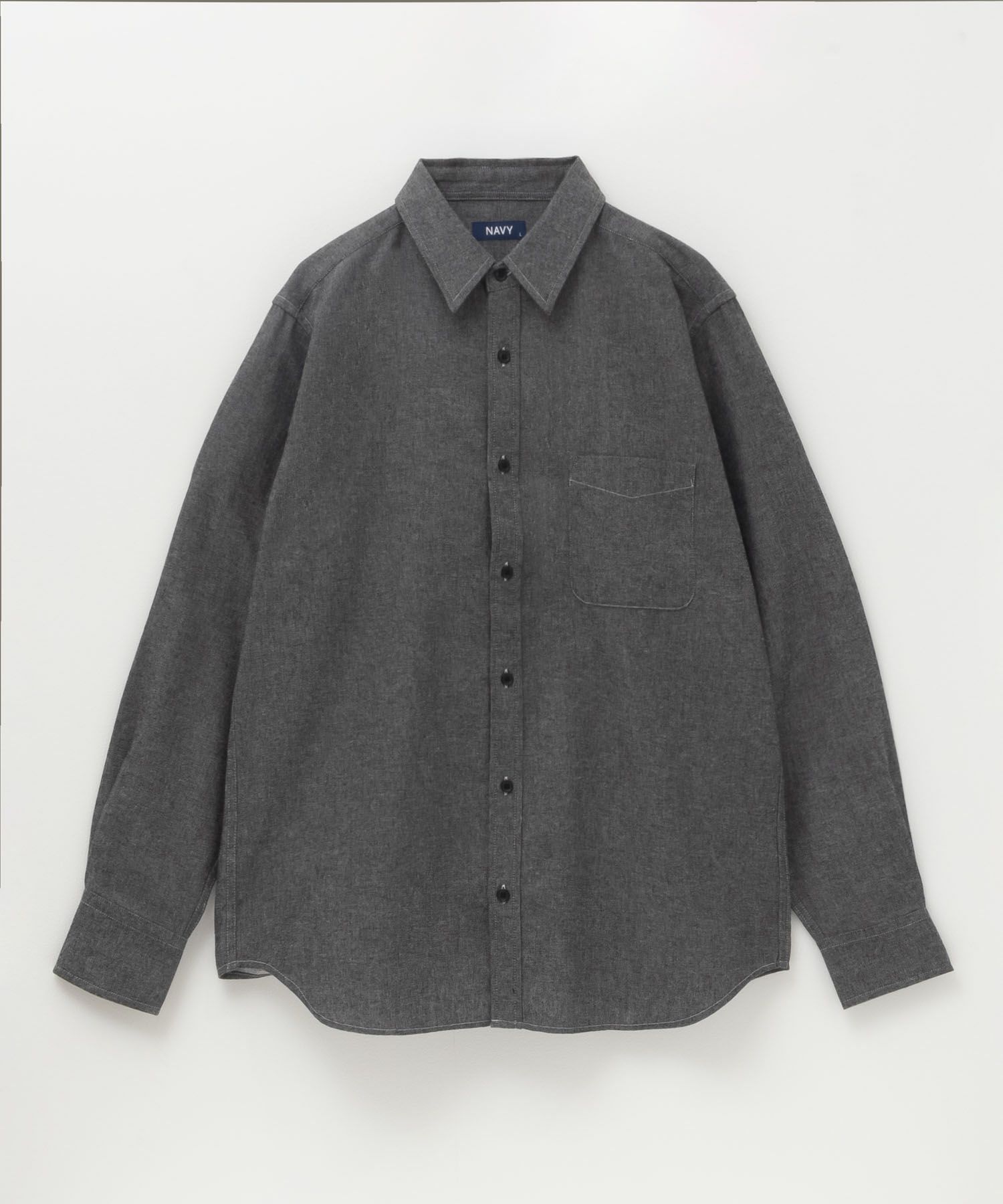 NAVY ネル無地シャツ メンズ