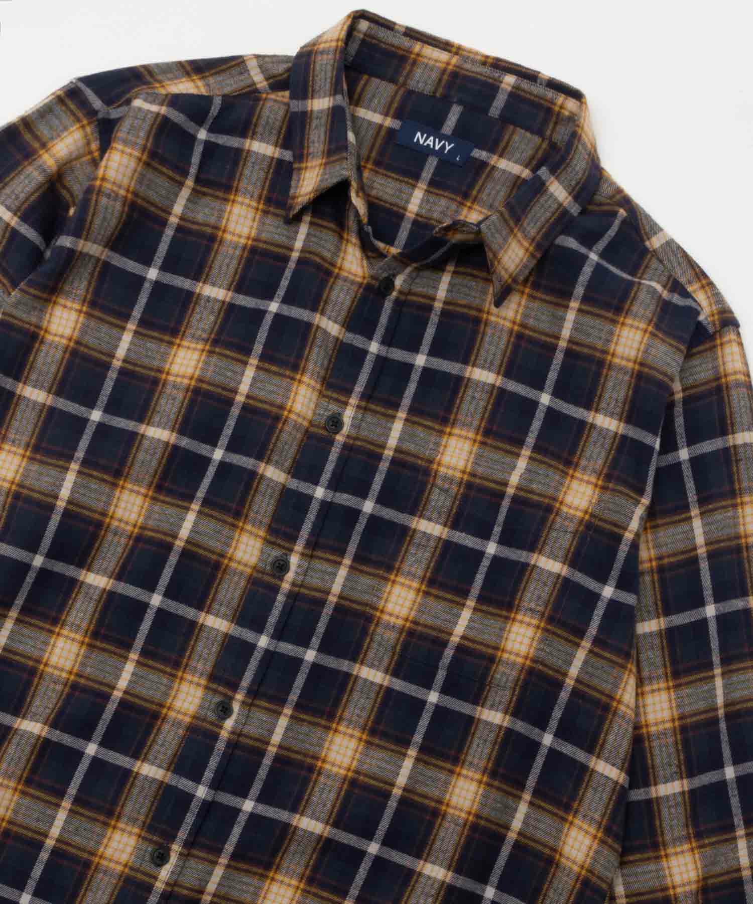 NAVY ネルチェックシャツ メンズ 