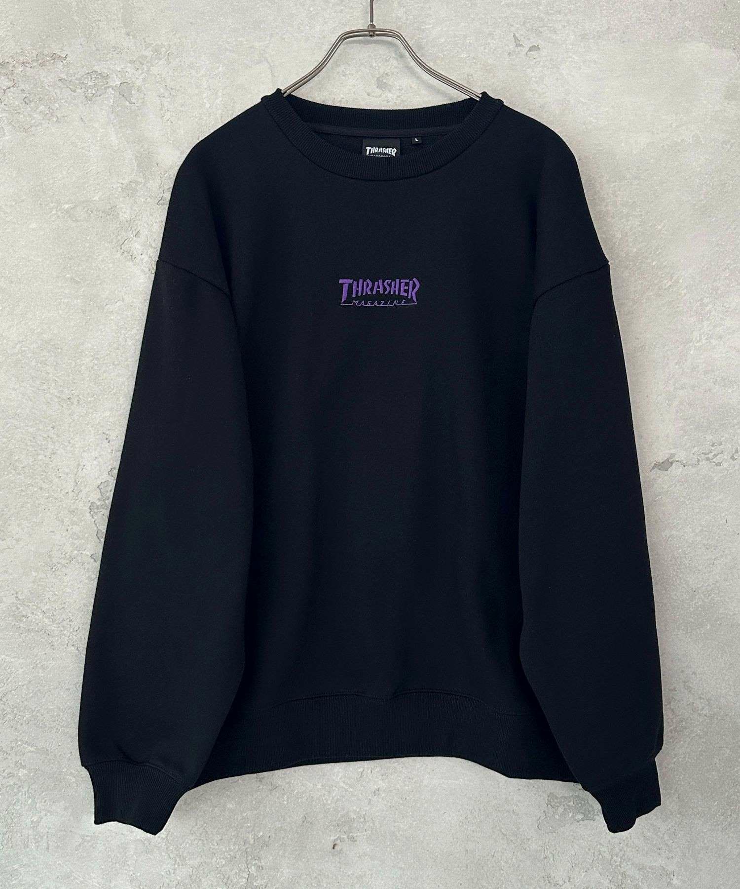 THRASHER 裏起毛バックプリント刺繍クルーネック メンズ