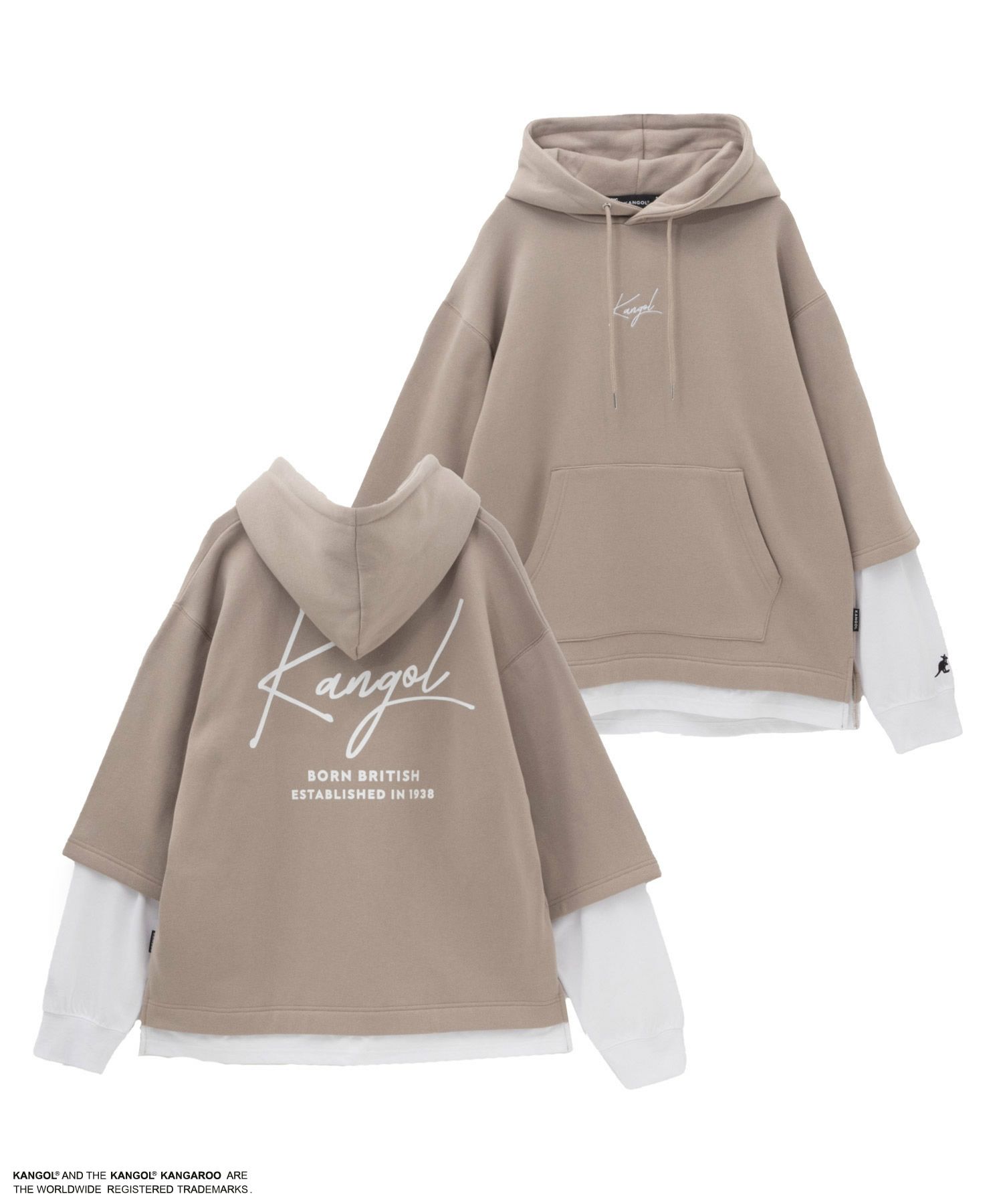 KANGOL  裏起毛フェイクレイヤードパーカー メンズ商品画像-1