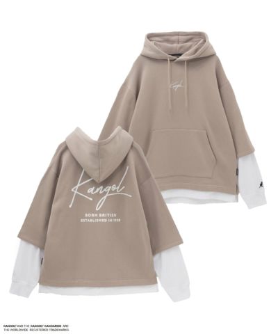 KANGOL  裏起毛フェイクレイヤードパーカー メンズ
