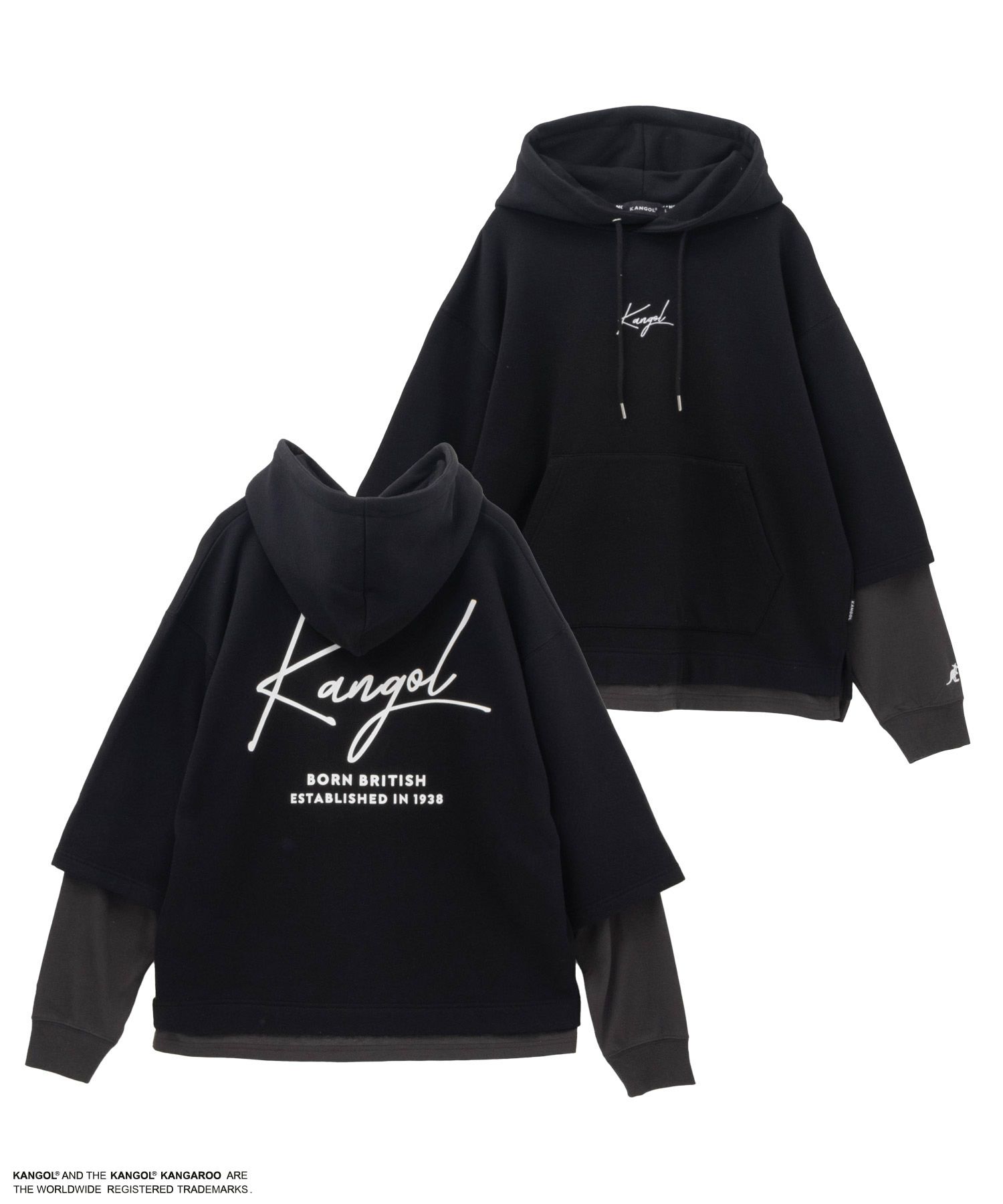 KANGOL  裏起毛フェイクレイヤードパーカー メンズ商品画像-2