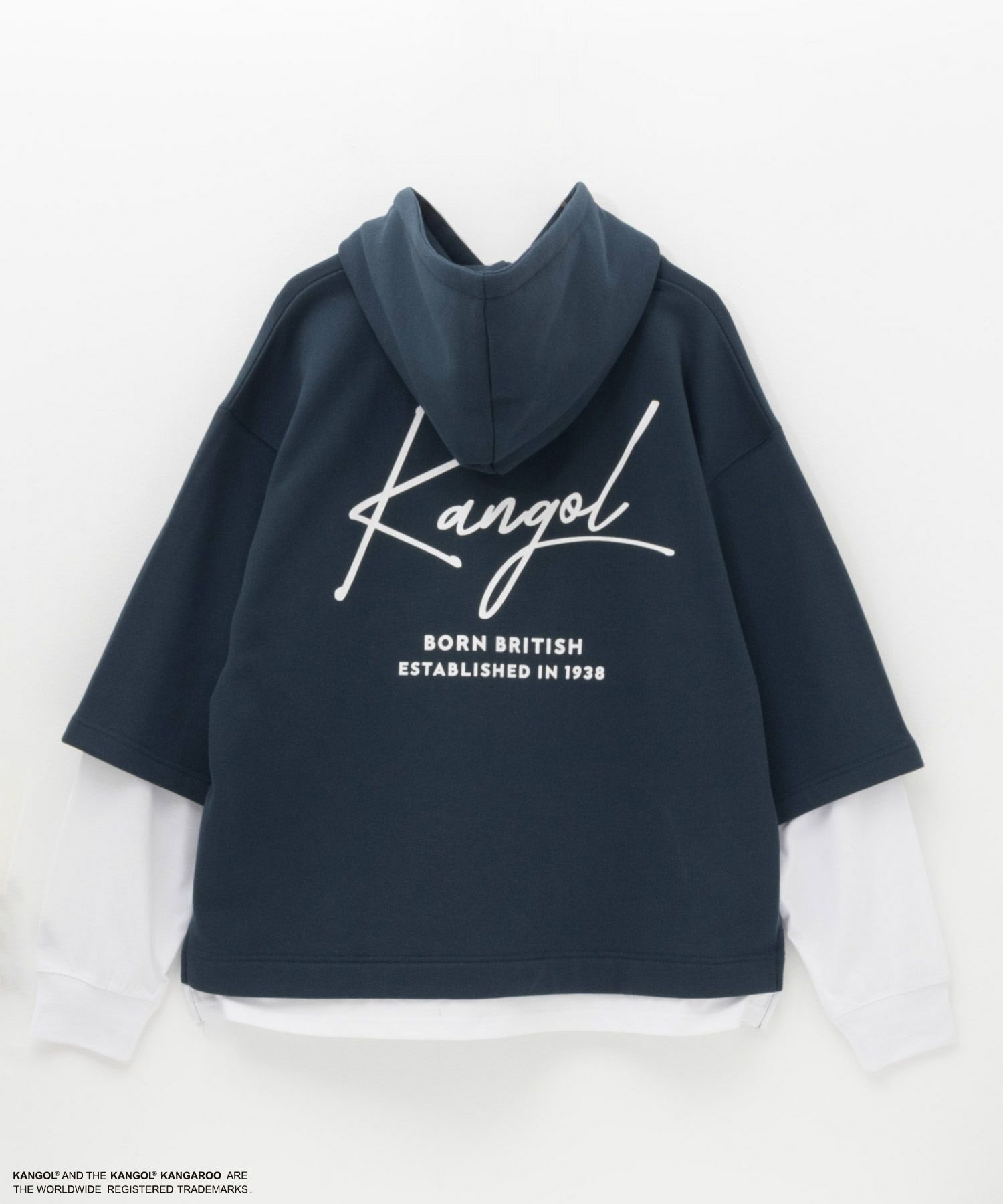 KANGOL 裏起毛フェイクレイヤードパーカー メンズ