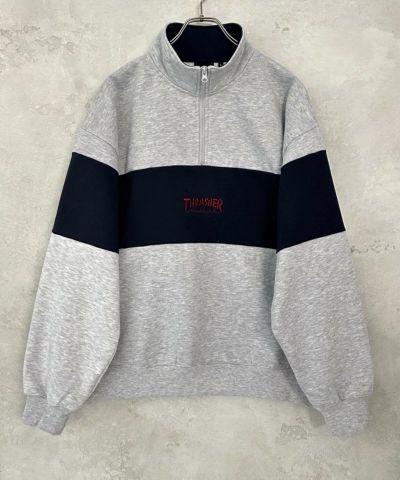 THRASHER  裏起毛切替ハーフジップ メンズ