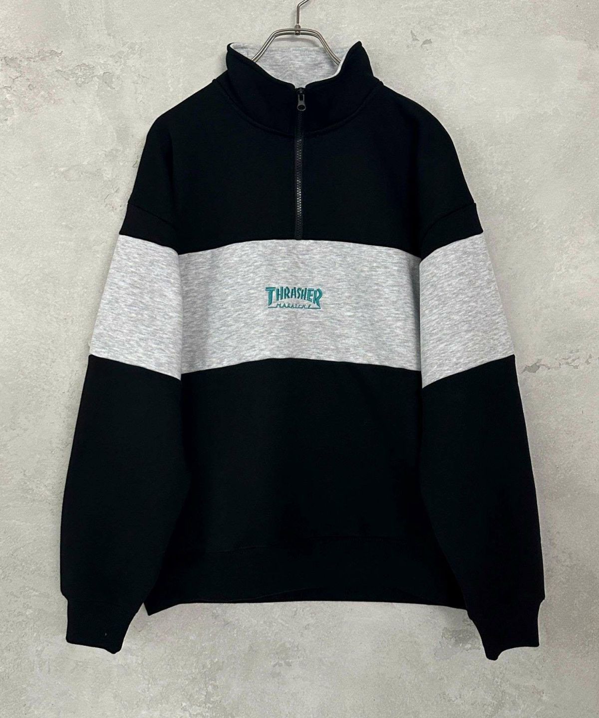 THRASHER 裏起毛切替ハーフジップ メンズ