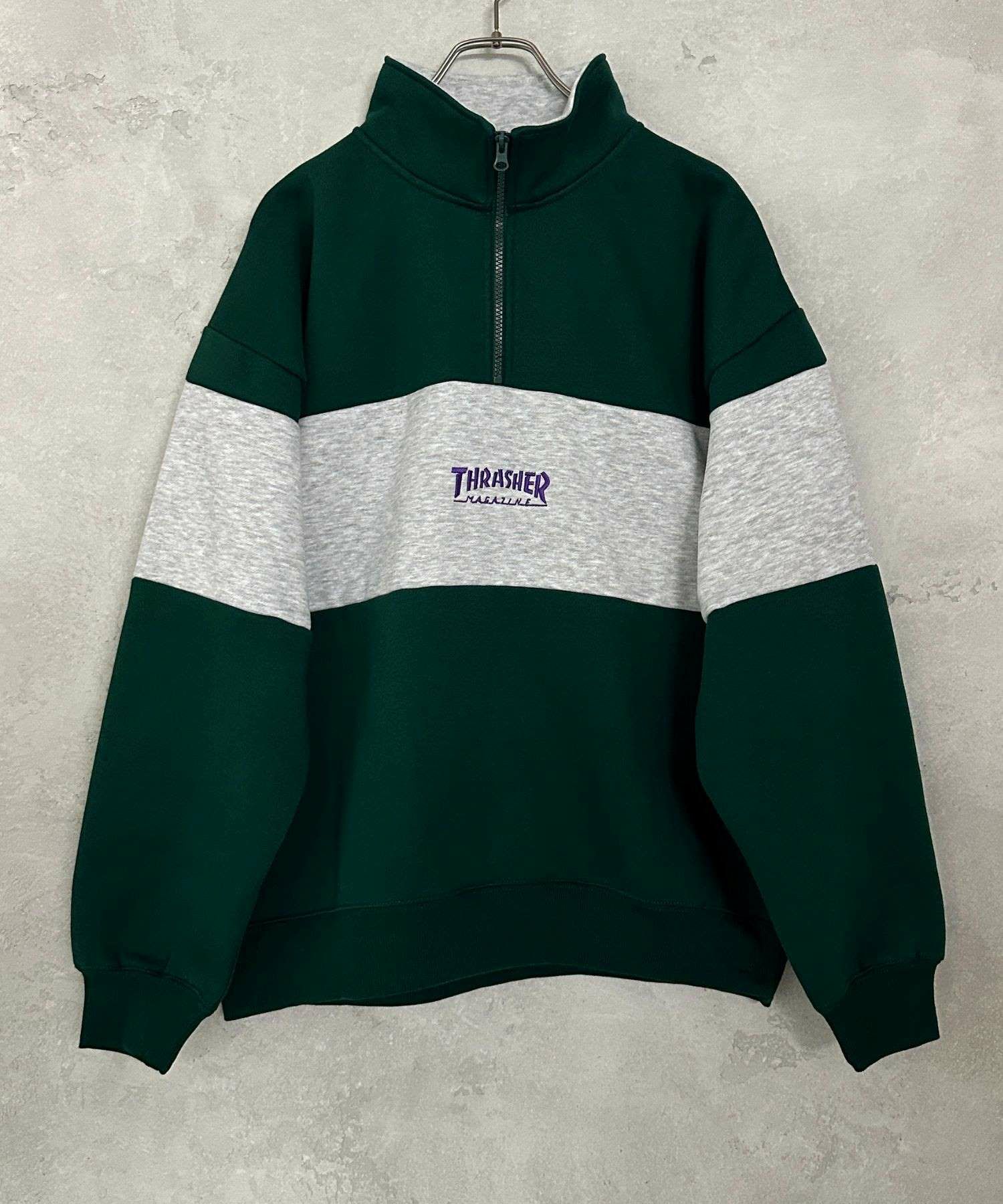 THRASHER 裏起毛切替ハーフジップ メンズ