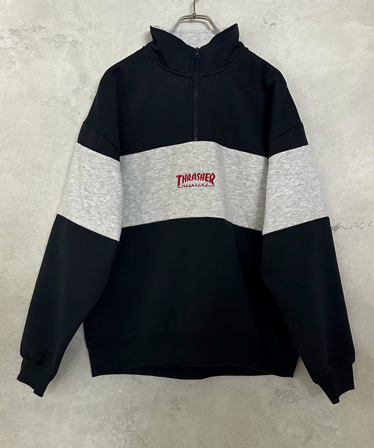 THRASHER 裏起毛切替ハーフジップ メンズ