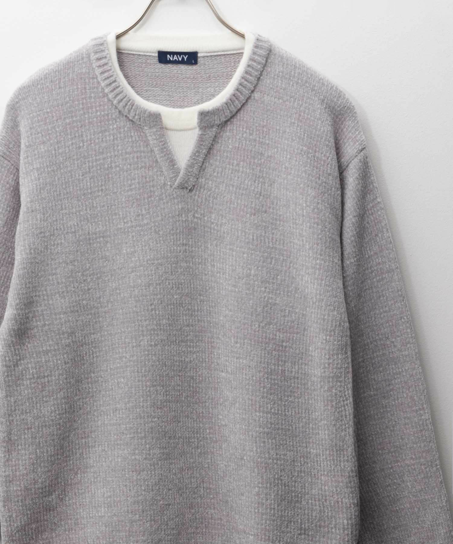 [さらに50%OFF]NAVY  キーネックレイヤードTシャツ メンズ商品サムネイル-2