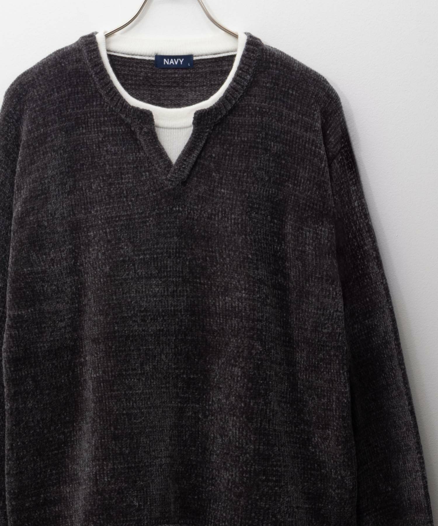 [さらに50%OFF]NAVY  キーネックレイヤードTシャツ メンズ商品サムネイル-3