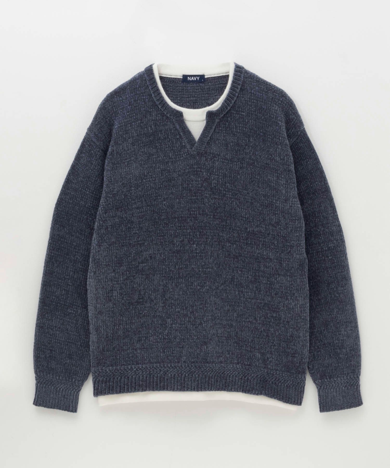 [さらに50%OFF]NAVY  キーネックレイヤードTシャツ メンズ商品サムネイル-4