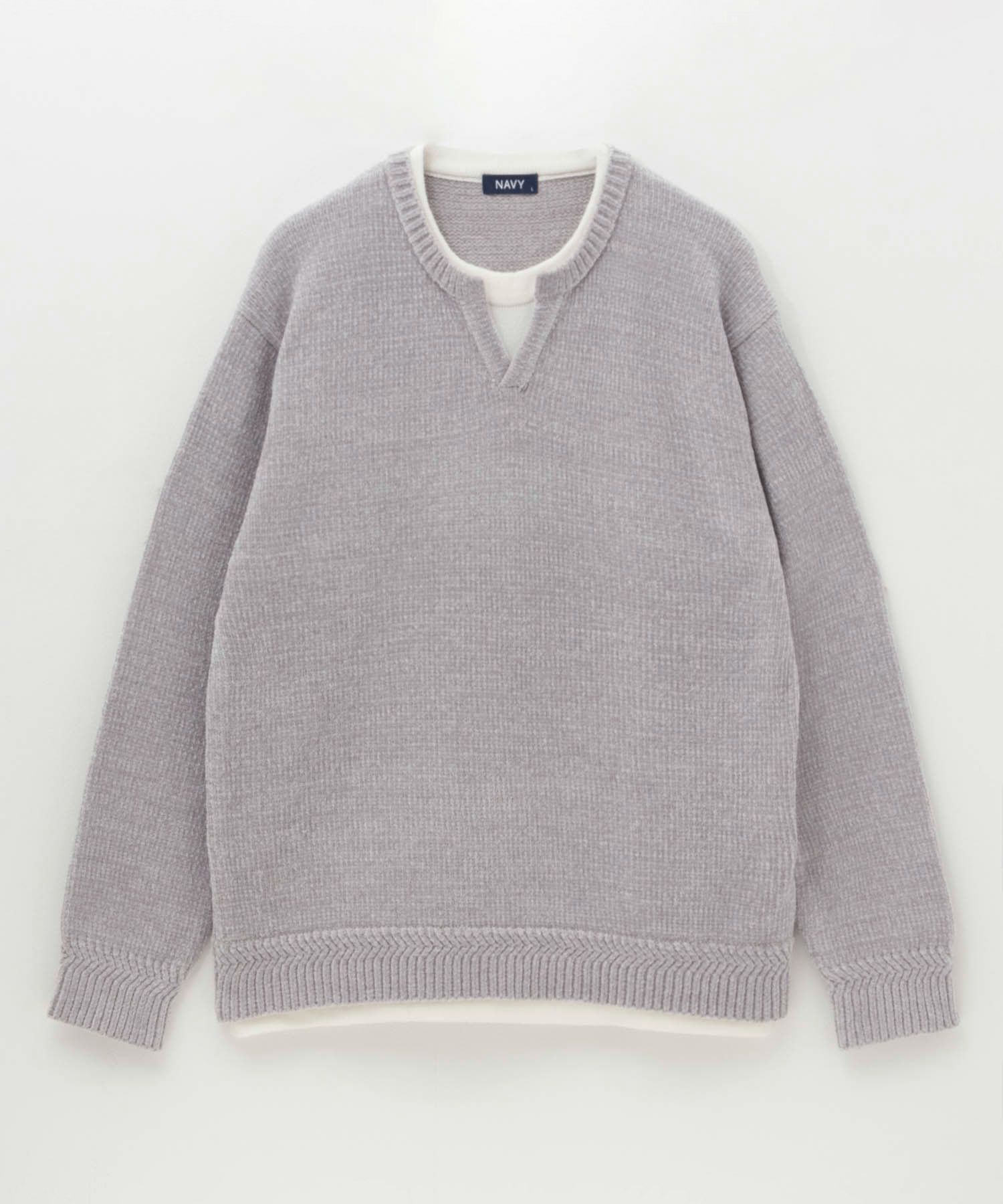 NAVY キーネックレイヤードTシャツ メンズ