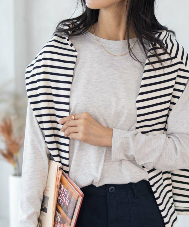 nAvy ベーシック裾ラウンド長袖Tシャツ レディース メール便 対応商品商品画像-3