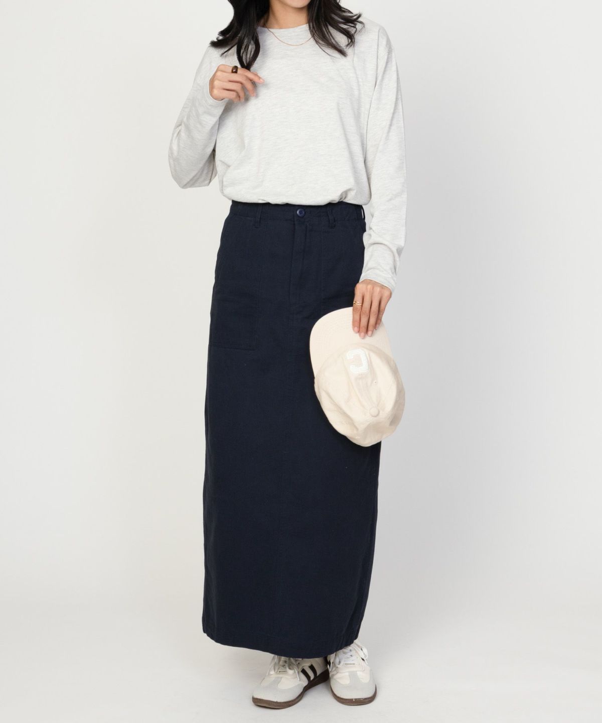 NAVY ベーシック裾ラウンド長袖Tシャツ レディース ネコポス 対応商品