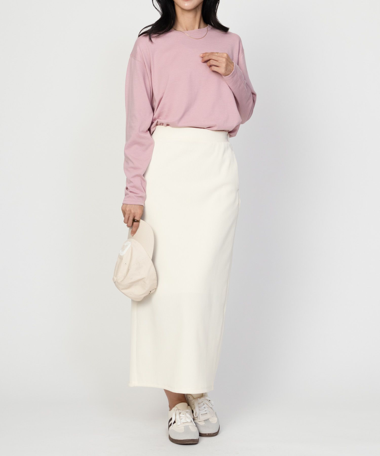 NAVY ベーシック裾ラウンド長袖Tシャツ レディース ネコポス 対応商品