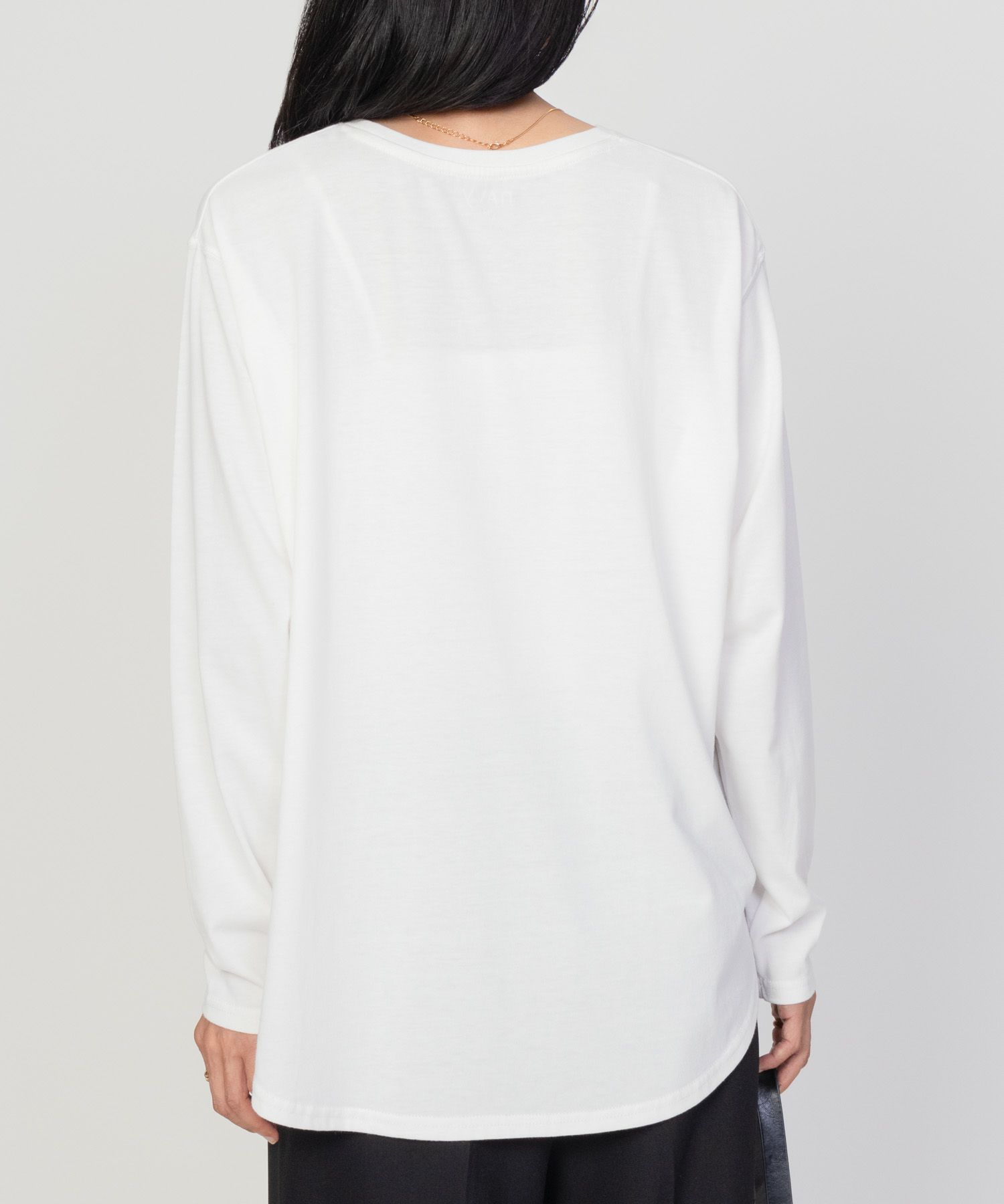 NAVY ベーシック裾ラウンド長袖Tシャツ レディース ネコポス 対応商品