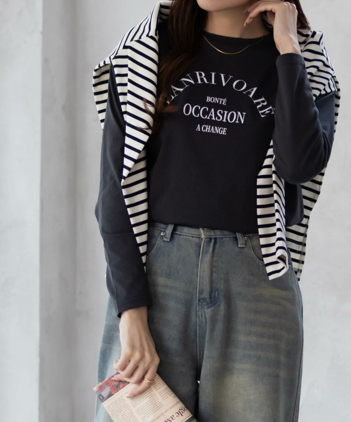 NAVY アーチプリントロンT レディース ネコポス 対応商品