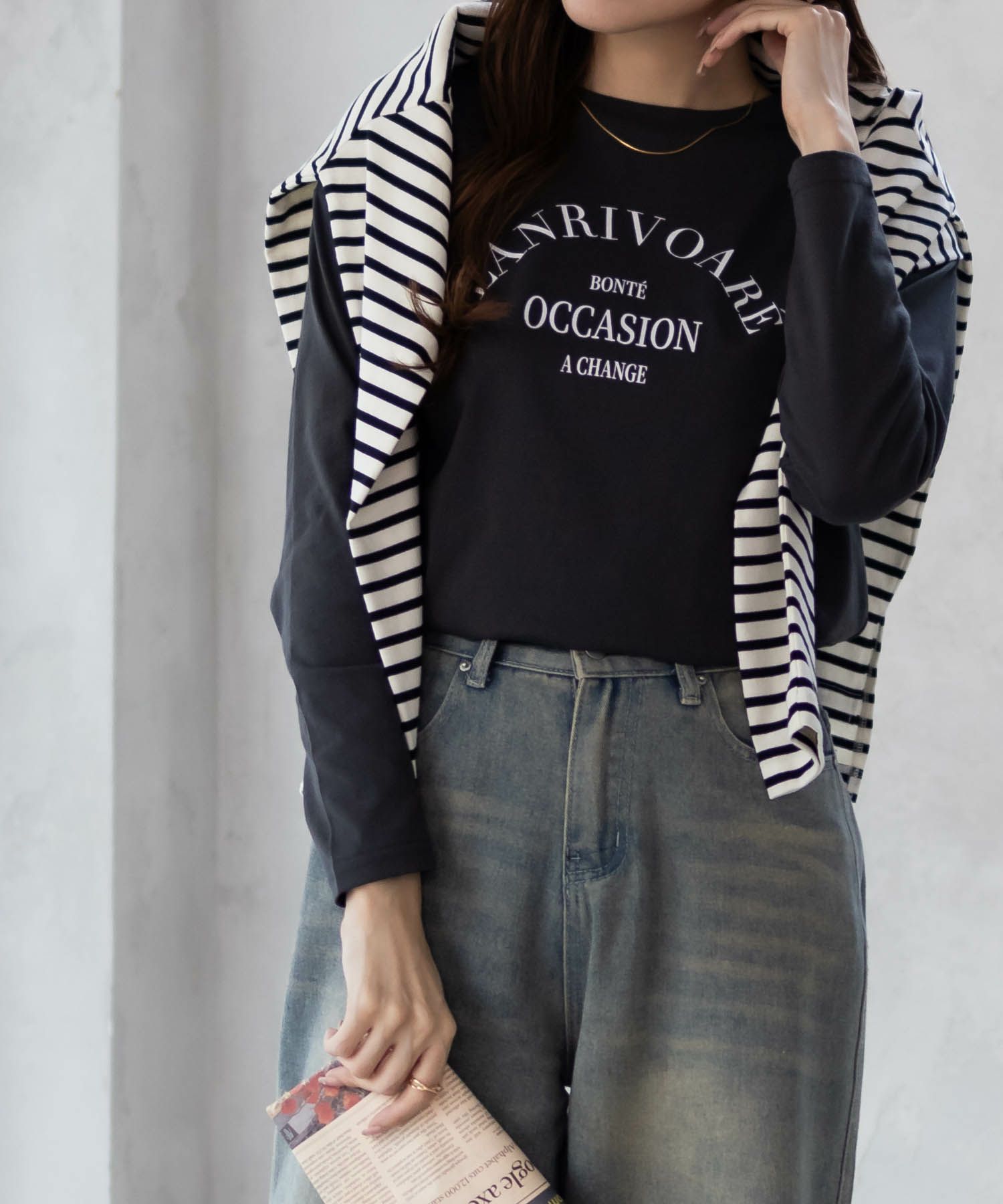 NAVY アーチプリントロンT レディース ネコポス 対応商品