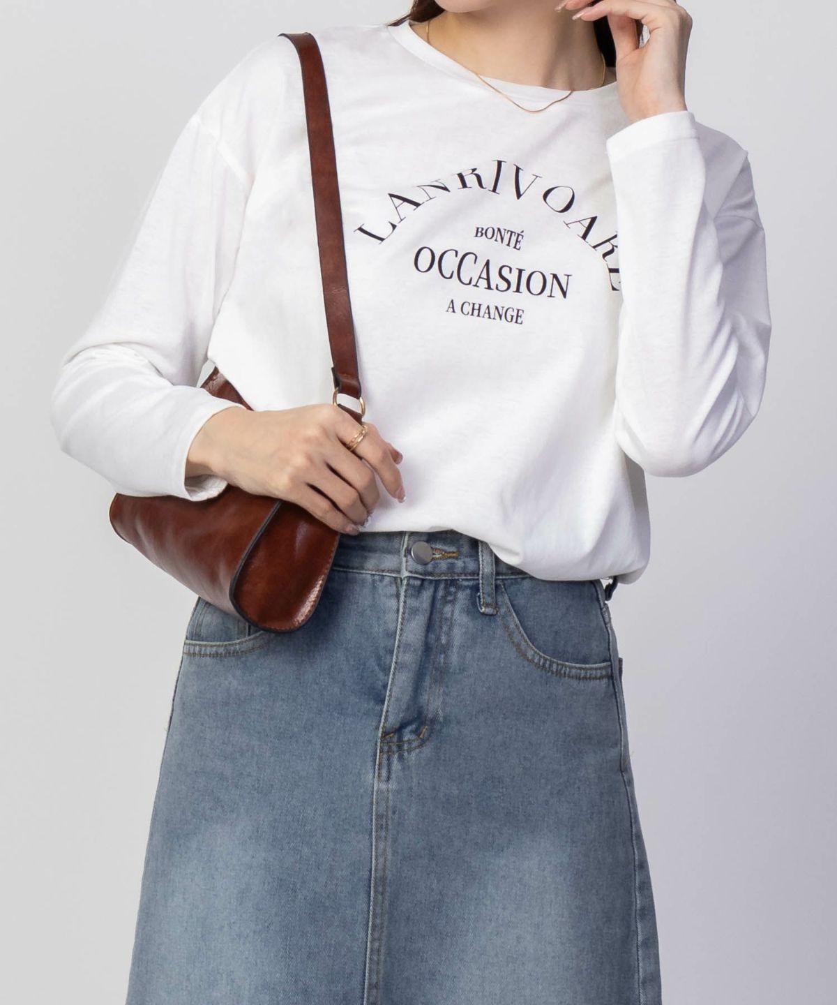 NAVY アーチプリントロンT レディース ネコポス 対応商品