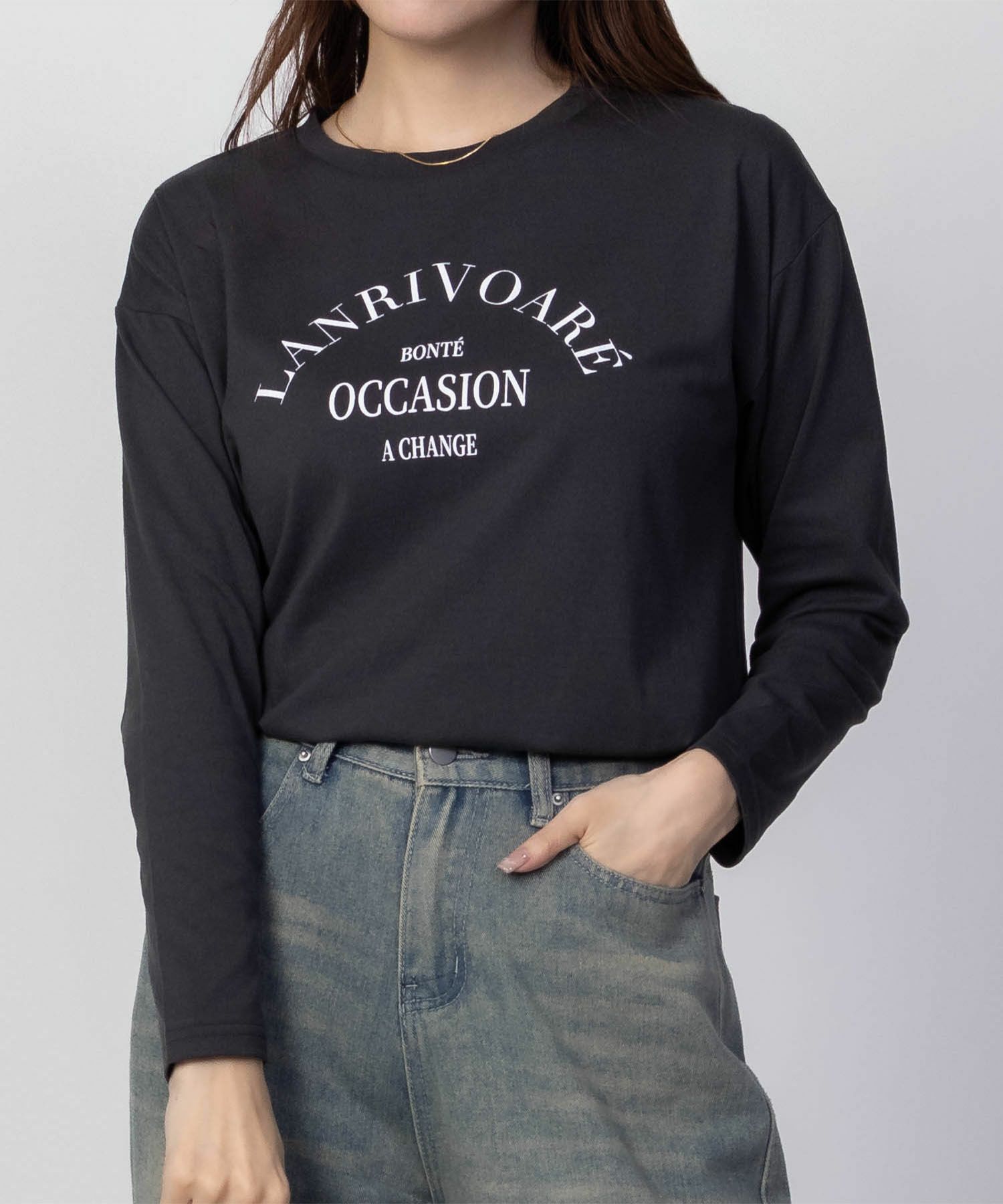 NAVY アーチプリントロンT レディース ネコポス 対応商品