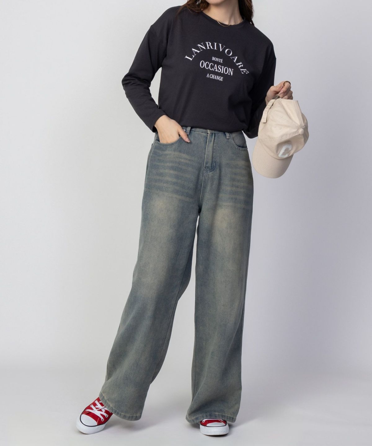 NAVY アーチプリントロンT レディース ネコポス 対応商品