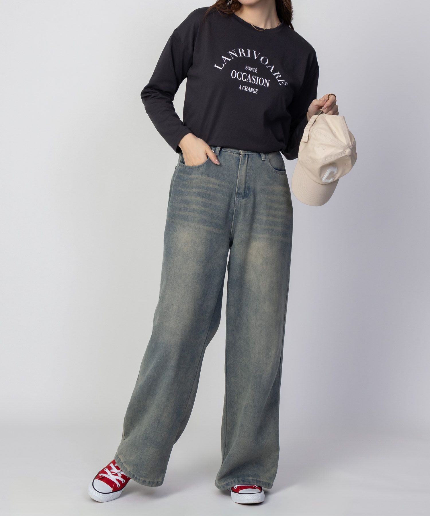 NAVY アーチプリントロンT レディース ネコポス 対応商品