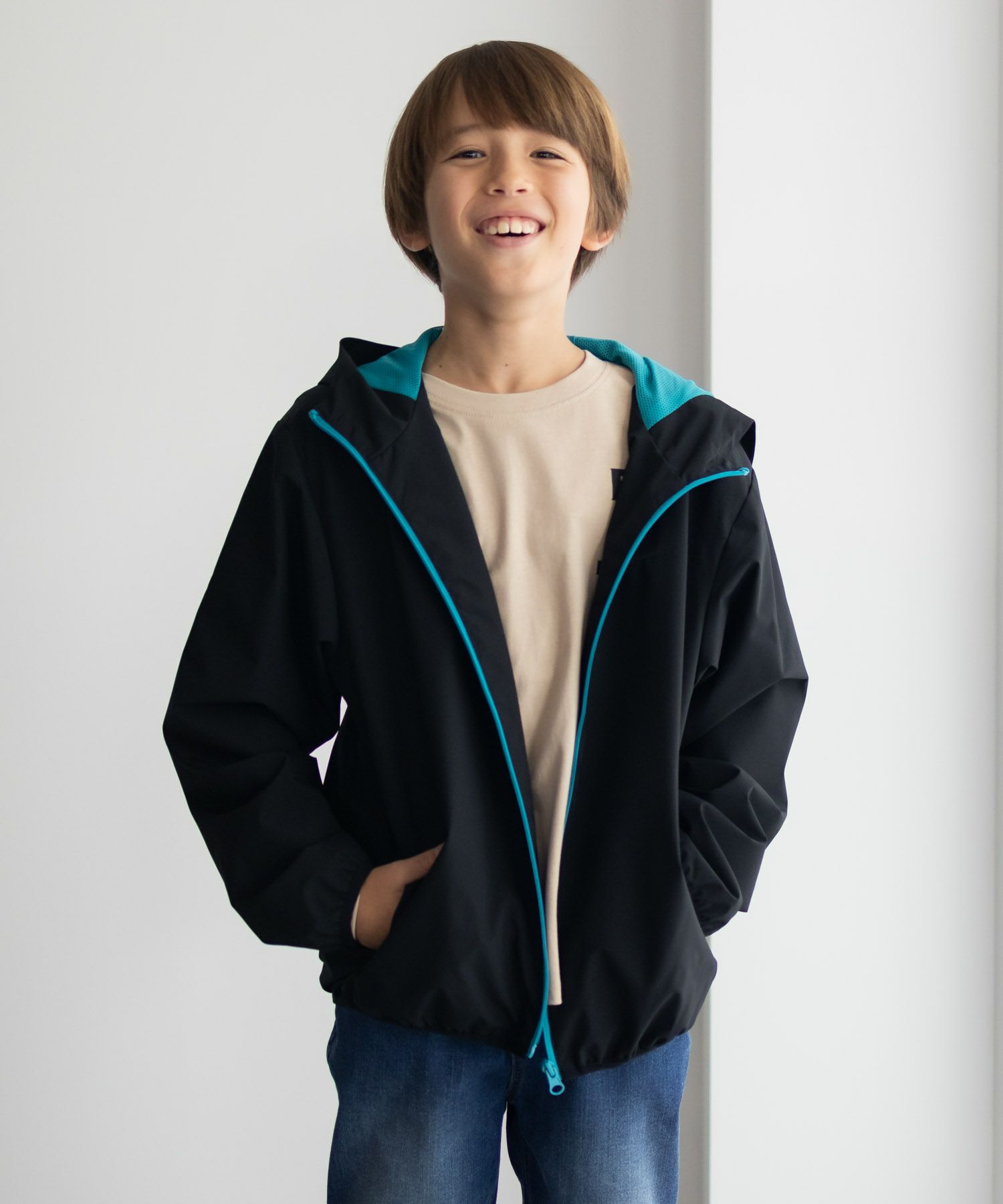 NAVY  シャットアウター 裏メッシュZIPパーカー キッズ商品サムネイル-1