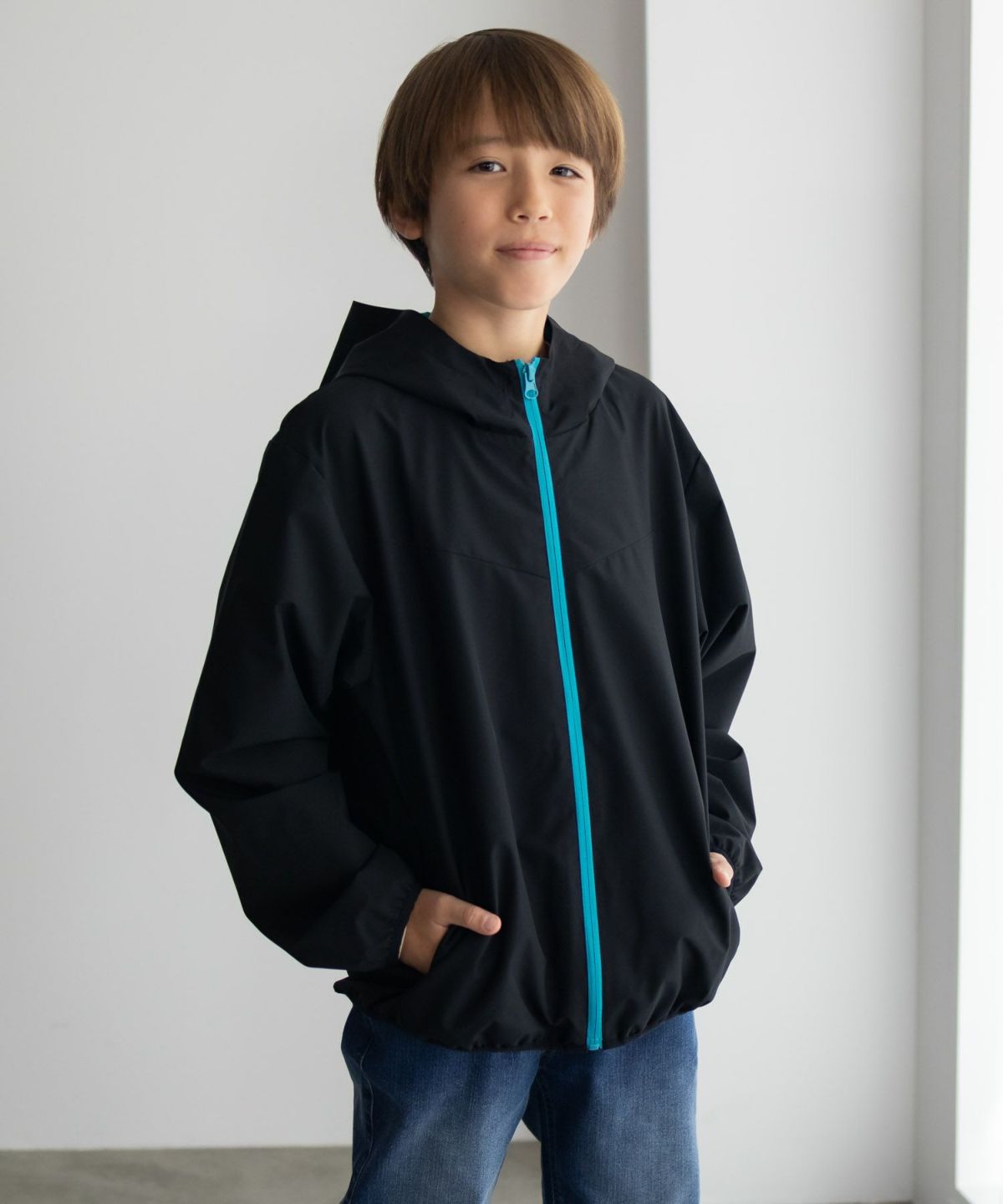 NAVY シャットアウター 裏メッシュZIPパーカー キッズ