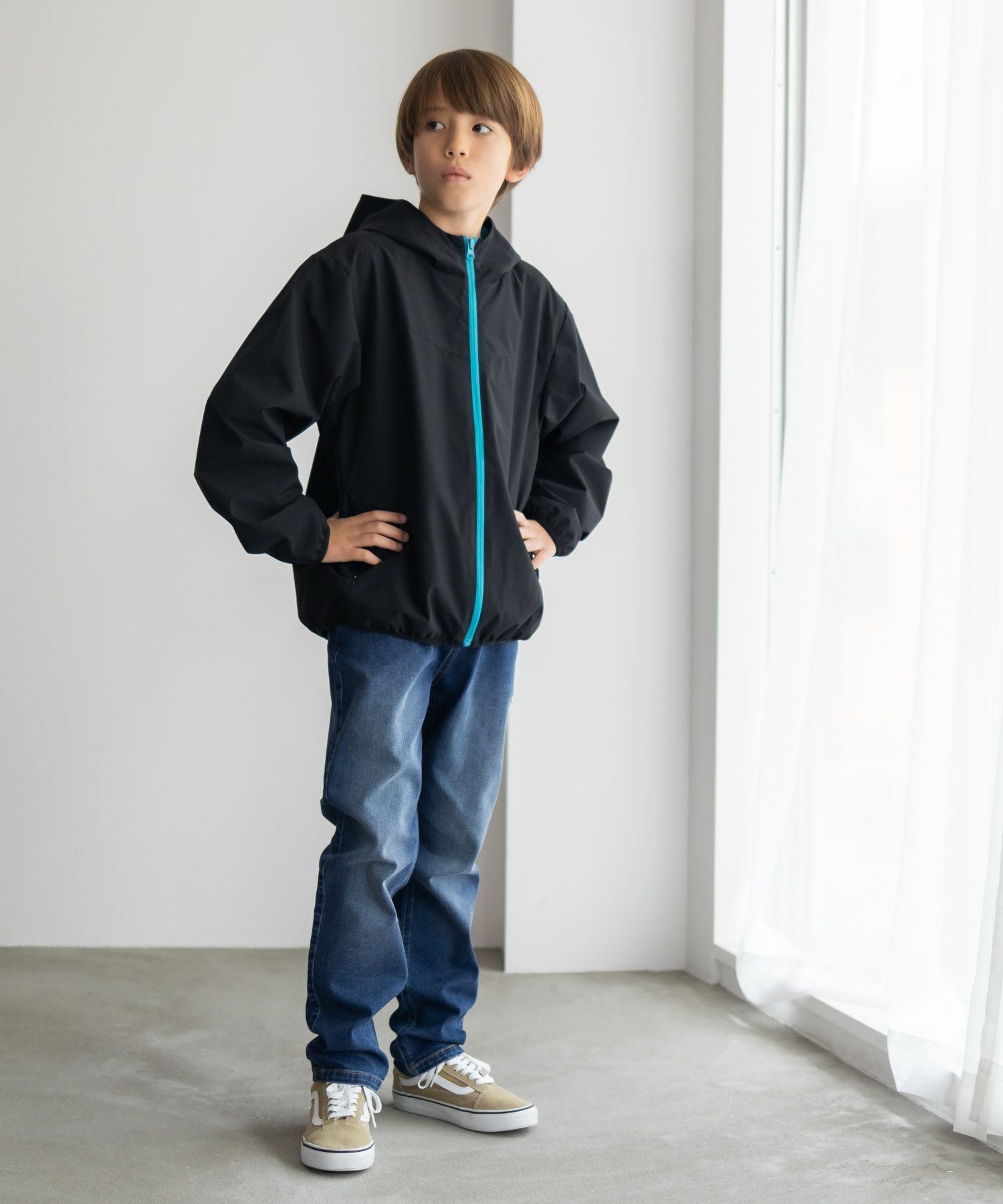NAVY シャットアウター 裏メッシュZIPパーカー キッズ
