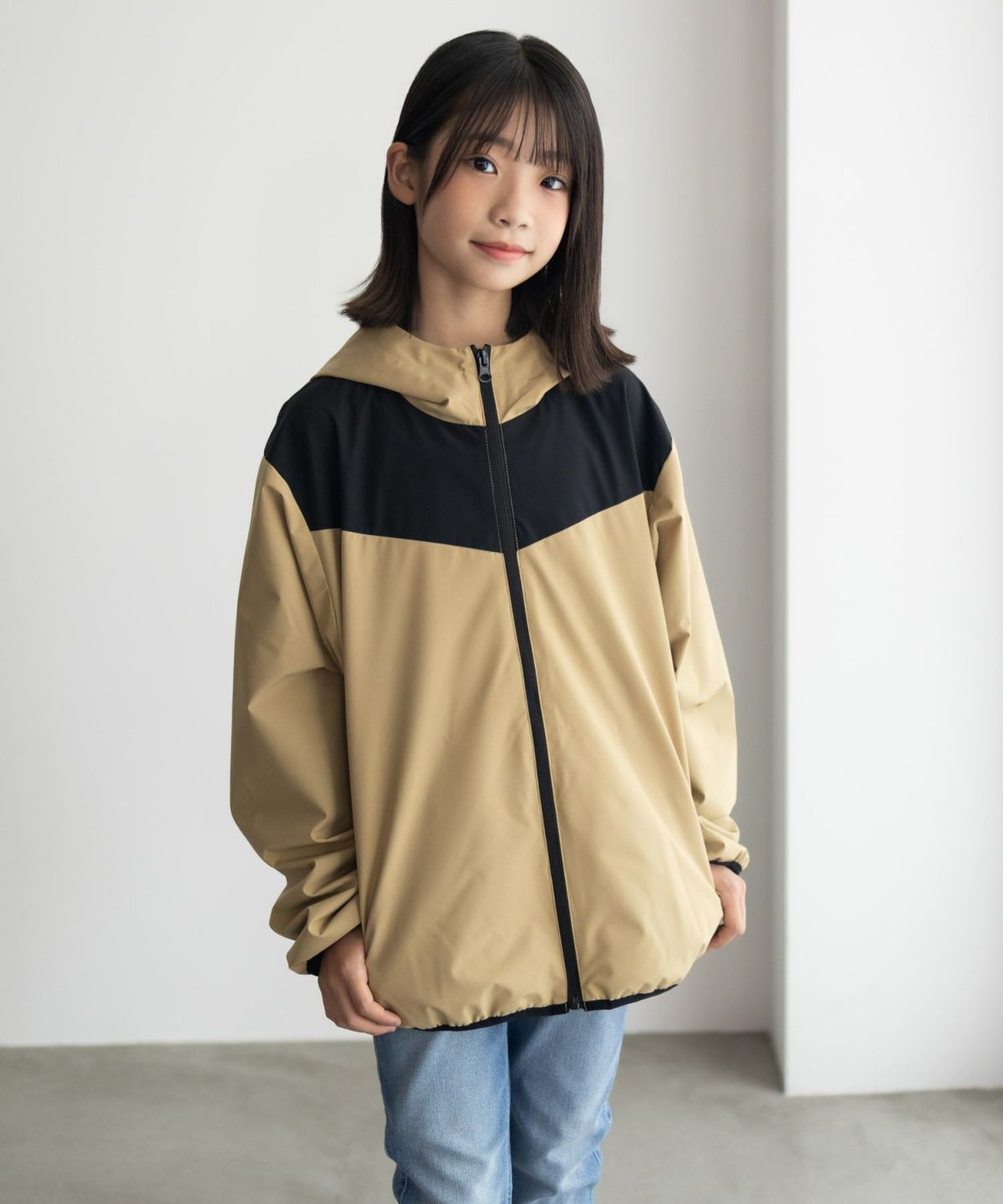 NAVY シャットアウター 裏メッシュZIPパーカー キッズ