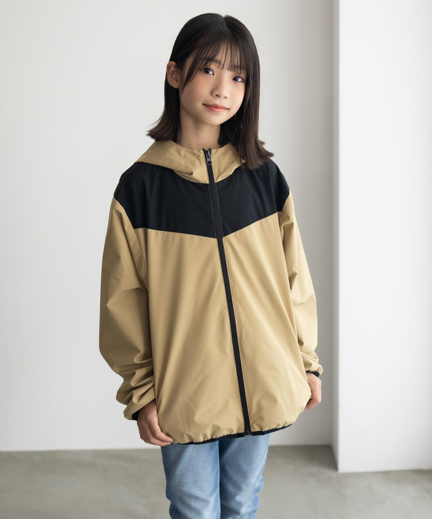 NAVY シャットアウター 裏メッシュZIPパーカー キッズ