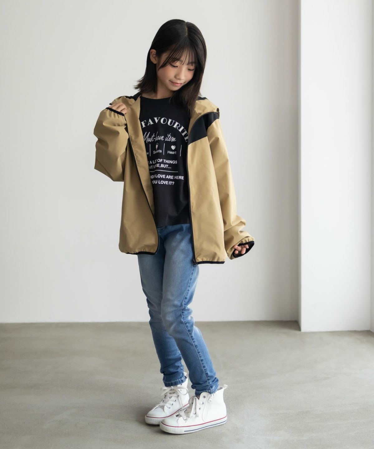 NAVY シャットアウター 裏メッシュZIPパーカー キッズ