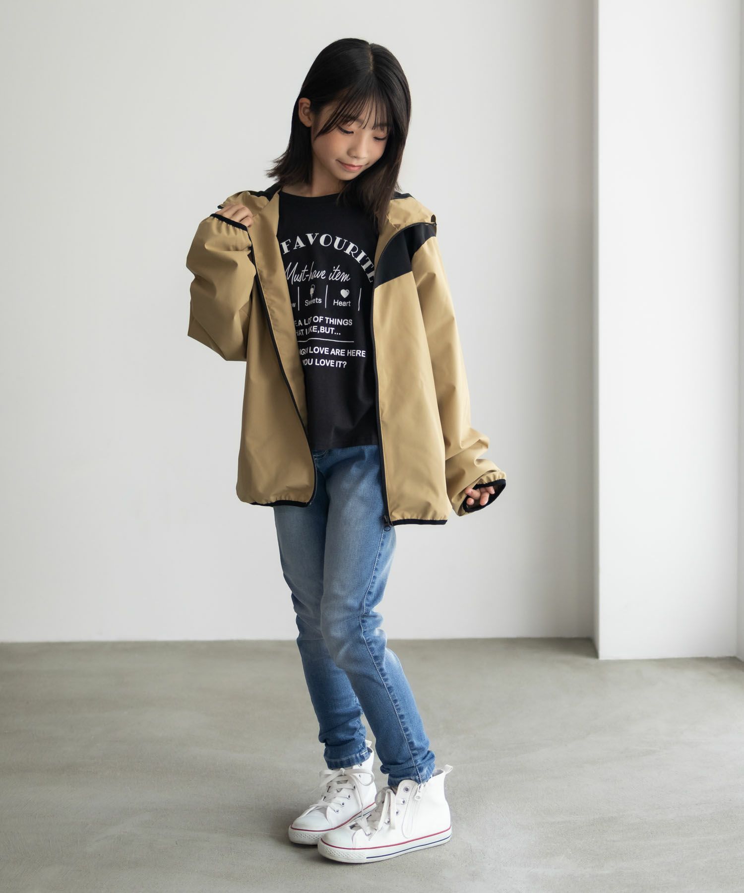 NAVY シャットアウター 裏メッシュZIPパーカー キッズ