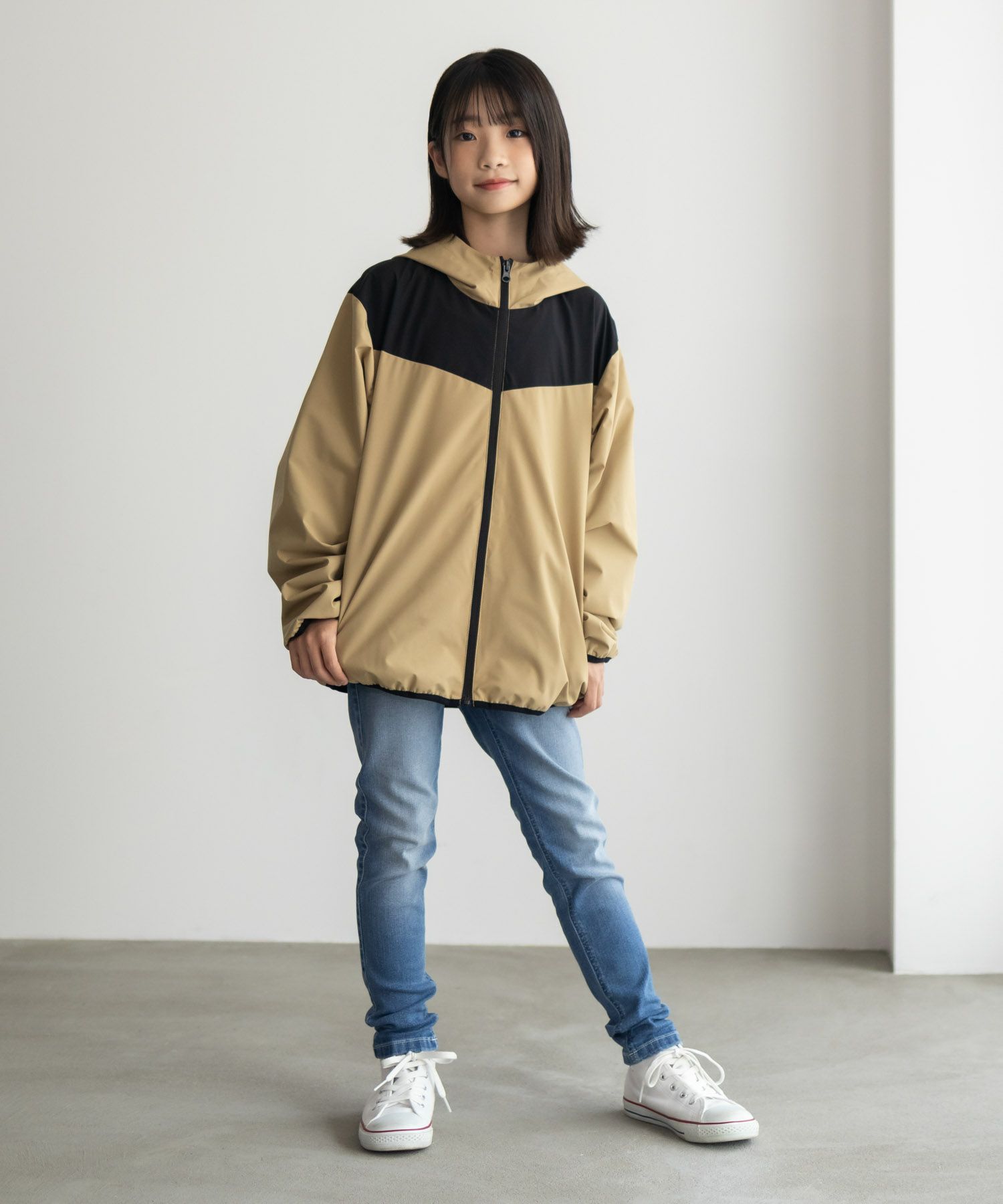 NAVY シャットアウター 裏メッシュZIPパーカー キッズ