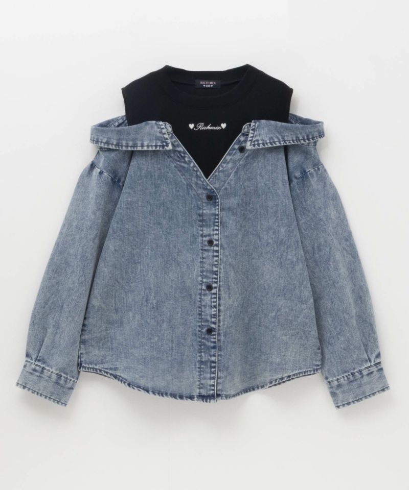RICH MIX  デニムフェイクデザインシャツ キッズ商品画像-1