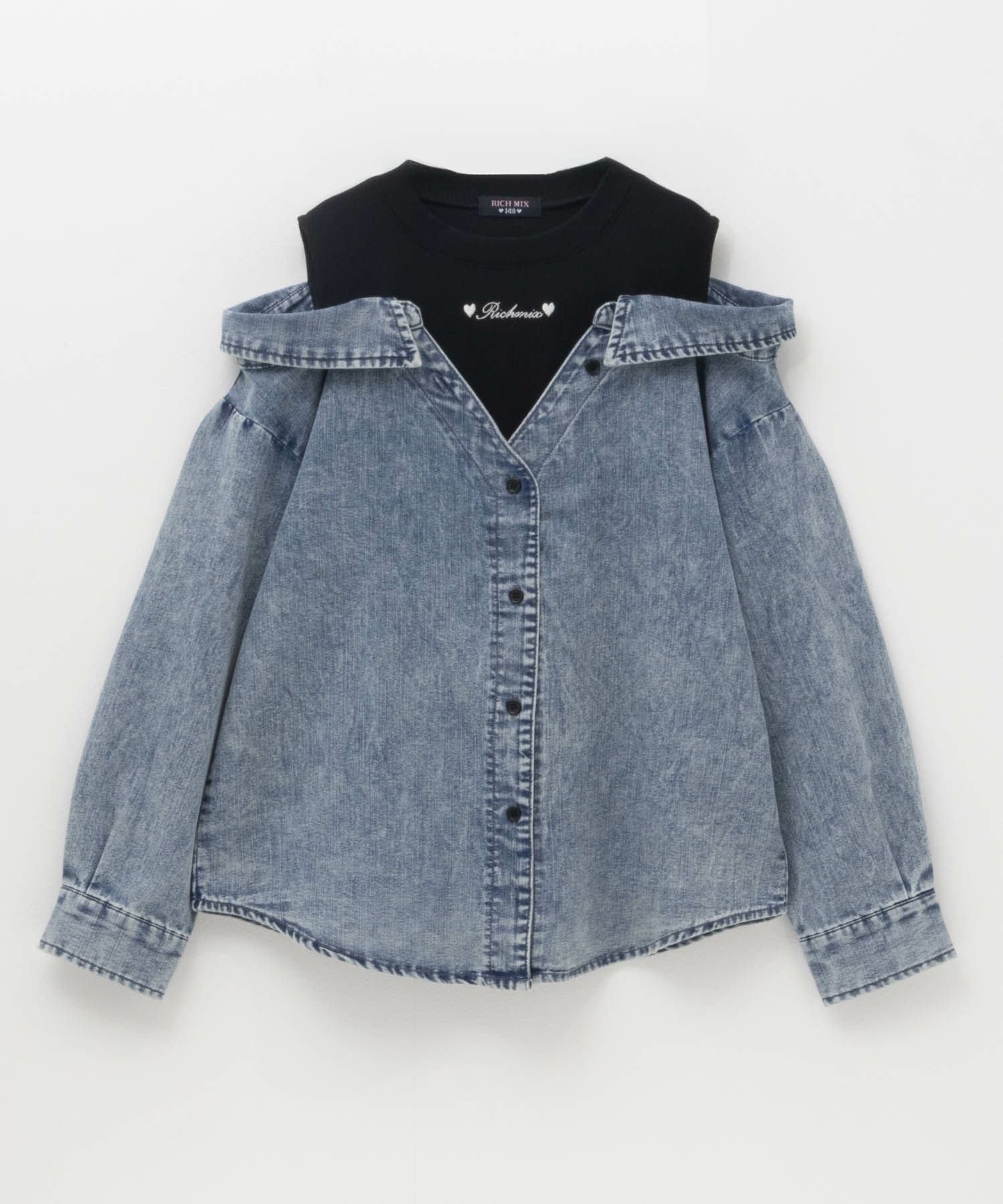 RICH MIX  デニムフェイクデザインシャツ キッズ商品画像-1