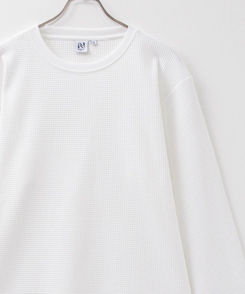 NAVY FIT ストレッチワッフル長袖Tシャツ メンズ商品画像-1